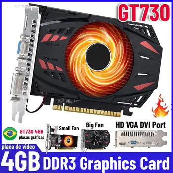 GT730 4GB DDR3 Graafika Kaardid 128Bit VGA-DVI-Port Video Kaart, millel Suur/Väike jahutusventilaator placa de video placas gráficas