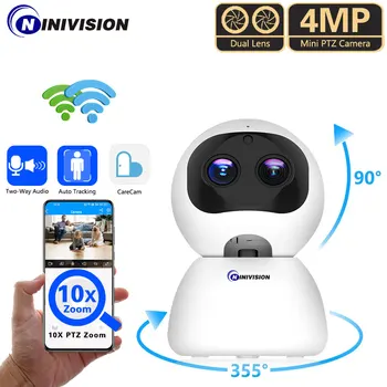 2K 4MP 10X Zoom, Dual Lens Siseruumides, WiFi, Kaamera Smart Home Security Järelevalve IP Kaamera CCTV 360 PTZ Baby Video Securite Monitor