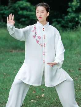 Naiste taiji Vormirõivad, Kung Fu Riided Võitluskunstide Riided Wu Shu Teostada Kanda Sport Komplekt Kirtsutama Vaba Käega maalitud