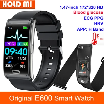 Uus E600 EKG Smart Olge Mehed, Mitte-invasiivsed Veresuhkru Südame Löögisageduse, vererõhu Monitor Sport Samme Smartwatch Naiste Android