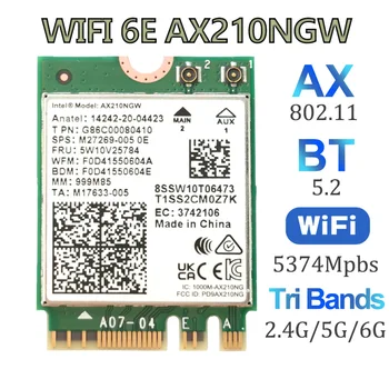 Tri band WI-FI 6E AX210 M. 2 NGFF 5374Mbps Traadita Kaart Intel AX210NGW 2,4 Ghz/5G 802.11 ax Bluetooth 5.2 Wifi Võrgu Kaart