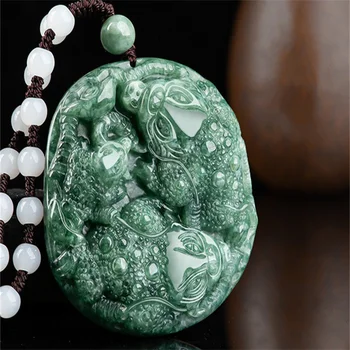 Jiale/ Käsitsi nikerdatud/ Looduslik Birma Jade Õnnelik Kuldne Kärnkonn Emerald Kaelakee Ripats Trahvi Ehteid Mehed, Naised, Paarid Ohutuse Amulett