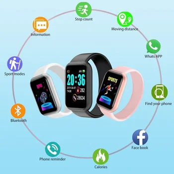 Y68 Smart Watch Värvi Ekraani Samm Lugedes Multi Sport-Režiim Sõnum Meeldetuletus, Fotograafia, Muusika kaugjuhtimine Band Flash müük