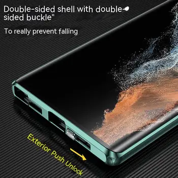 Samsung Galaxy S22 S23 S20 S21 Ultra Juhul 360°täis ümbritsevad Metallist Magnet Ekraani Klaas protector objektiivi kaitsekaas