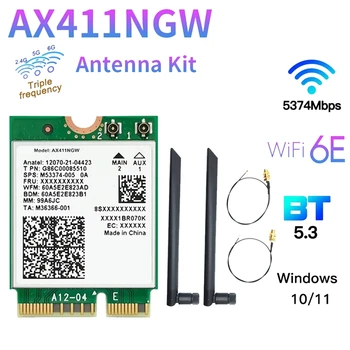 Eest AX411 Wifi Kaart+8DB Antenn Wifi 6E Cnvio2 BT 5.3 Tri-Band 5374Mbps Wifi Adapter Sülearvuti/PC Win10/11-64Bit