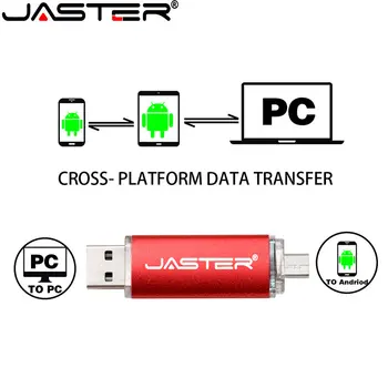 JASTER Black USB 2.0 Flash Drive 64GB Kaasas OTG U Disk 3 In 1 32G 16GB Pen Drives 4GB jaoks Telefon/PC Memory Stick Custom Logo