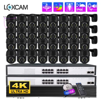 LOXCAM 32Pcs 4K PTZ Turvalisus Ip Kaamera Kit 5MP Auto Rööbastee Ai Inimeste Avastada Väljas kahesuunaline Audio CCTV Video Valve Süsteem